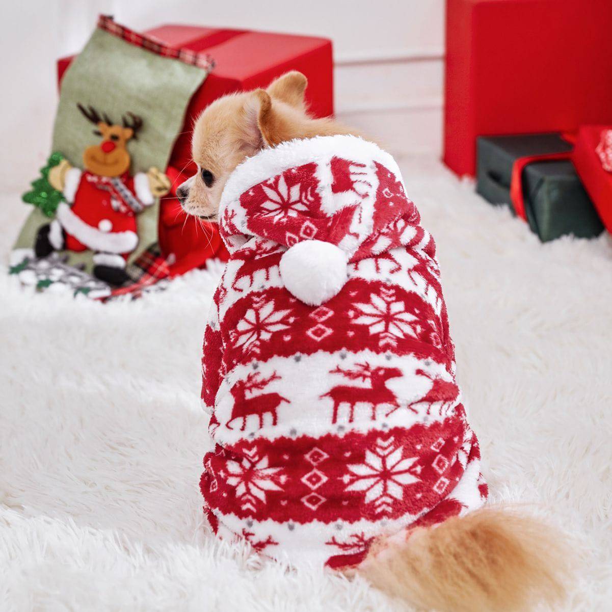 Christmas Dog Sweater – Cozy Coral Fleece Holiday Outfit for Pets - All Inclusive Family Treasures