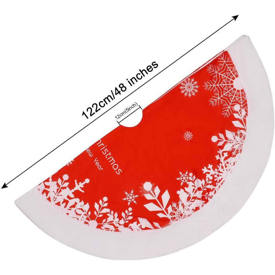 Classic Red & White Christmas Tree Skirt – Festive Snowflake Design for a Cozy Holiday Touch - All Inclusive Family Treasures