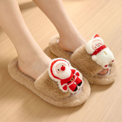 Santa Claus Plush Open-Toe Slippers – Cozy Up with Holiday Cheer! - All Inclusive Family Treasures