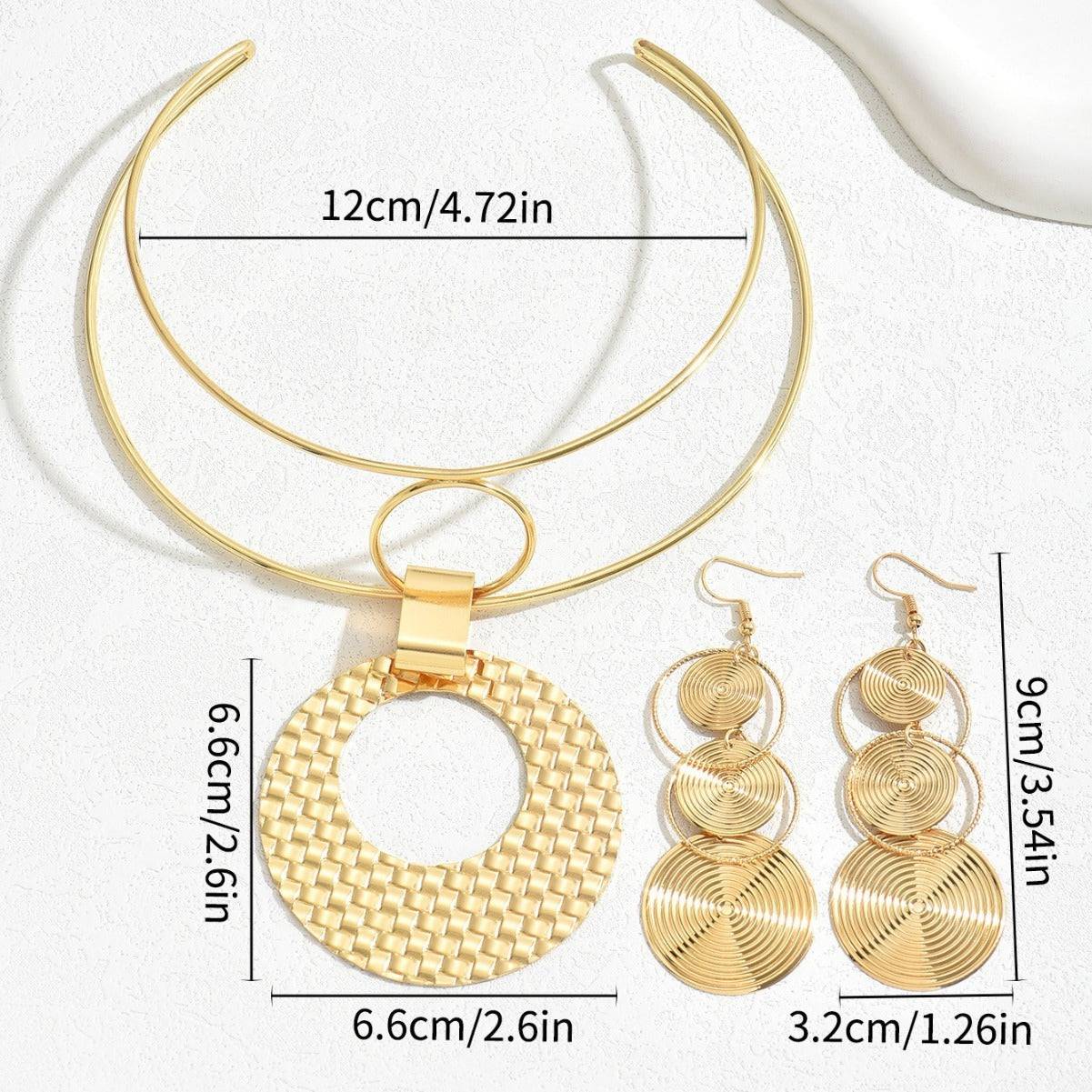 Bold Geometric Necklace & Earring Set – Simple yet Striking Statement Jewelry - All Inclusive Family Treasures