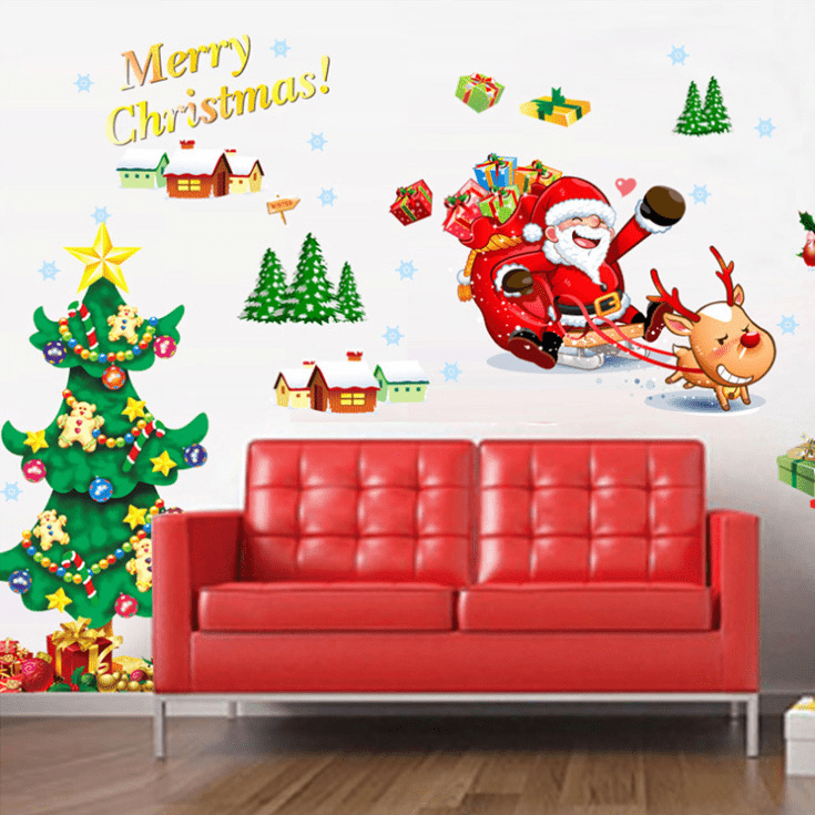 Festive Christmas Wall Stickers – Self-Adhesive Holiday Decor for Windows & Walls - All Inclusive Family Treasures