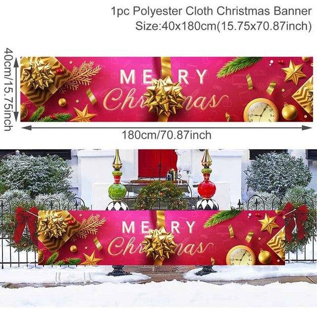 Outdoor Merry Christmas Banner - Festive Holiday Decoration Backdrop for Yard and Fence - All Inclusive Family Treasures