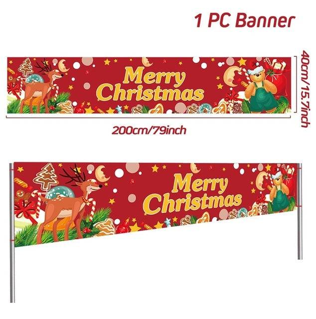 Outdoor Merry Christmas Banner - Festive Holiday Decoration Backdrop for Yard and Fence - All Inclusive Family Treasures