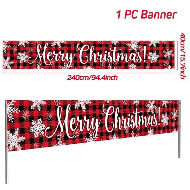 Outdoor Merry Christmas Banner - Festive Holiday Decoration Backdrop for Yard and Fence - All Inclusive Family Treasures