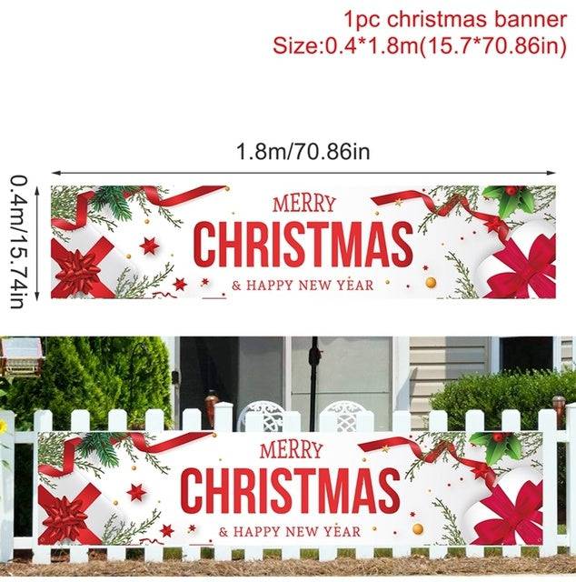 Outdoor Merry Christmas Banner - Festive Holiday Decoration Backdrop for Yard and Fence - All Inclusive Family Treasures