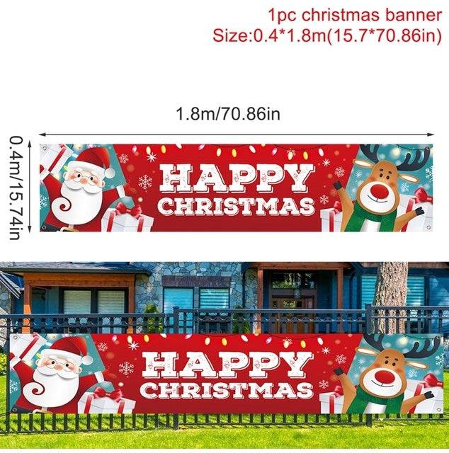 Outdoor Merry Christmas Banner - Festive Holiday Decoration Backdrop for Yard and Fence - All Inclusive Family Treasures