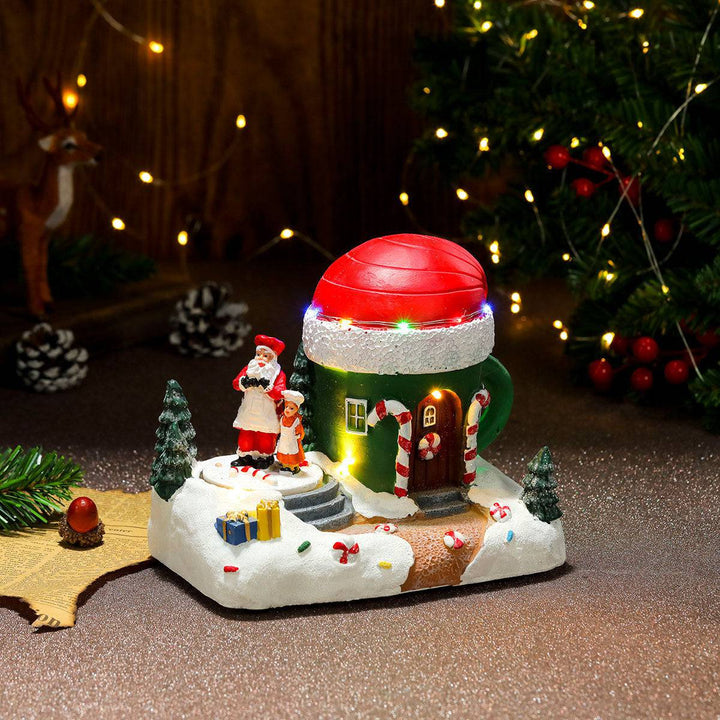 Rotating Christmas Village Music Box – LED Lit Resin Ornament with Santa & Snowy Scene - All Inclusive Family Treasures