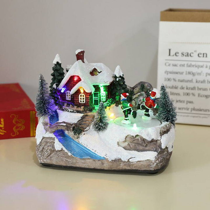 Rotating Christmas Village Music Box – LED Lit Resin Ornament with Santa & Snowy Scene - All Inclusive Family Treasures