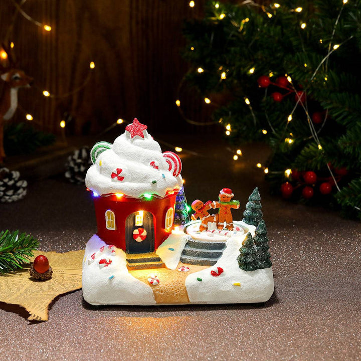 Rotating Christmas Village Music Box – LED Lit Resin Ornament with Santa & Snowy Scene - All Inclusive Family Treasures