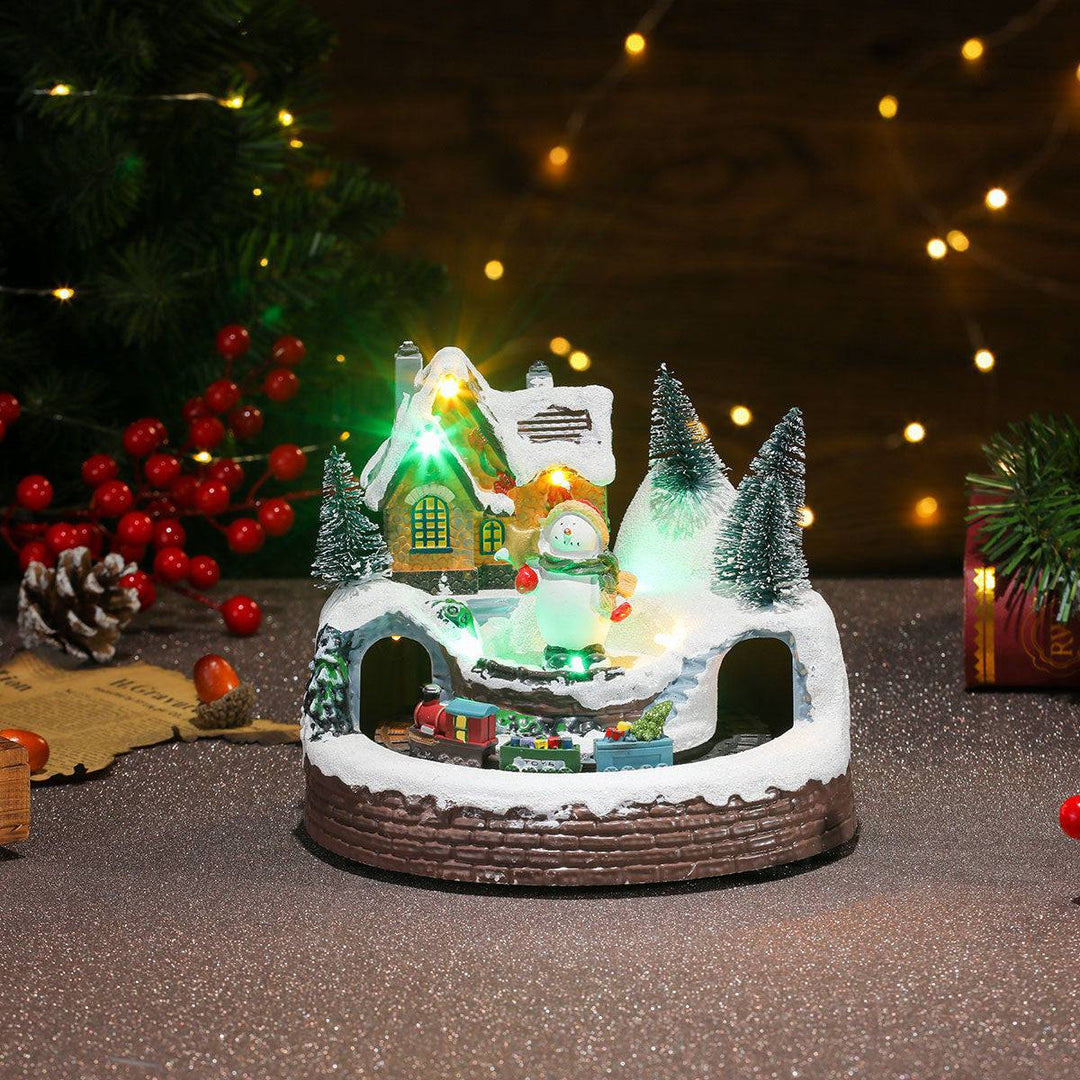 Rotating Christmas Village Music Box – LED Lit Resin Ornament with Santa & Snowy Scene - All Inclusive Family Treasures