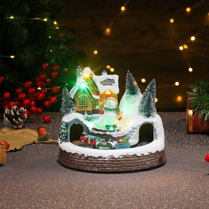 Rotating Christmas Village Music Box – LED Lit Resin Ornament with Santa & Snowy Scene - All Inclusive Family Treasures