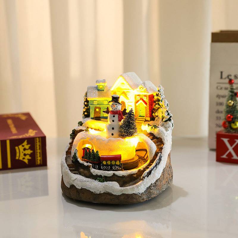 Rotating Christmas Village Music Box – LED Lit Resin Ornament with Santa & Snowy Scene - All Inclusive Family Treasures