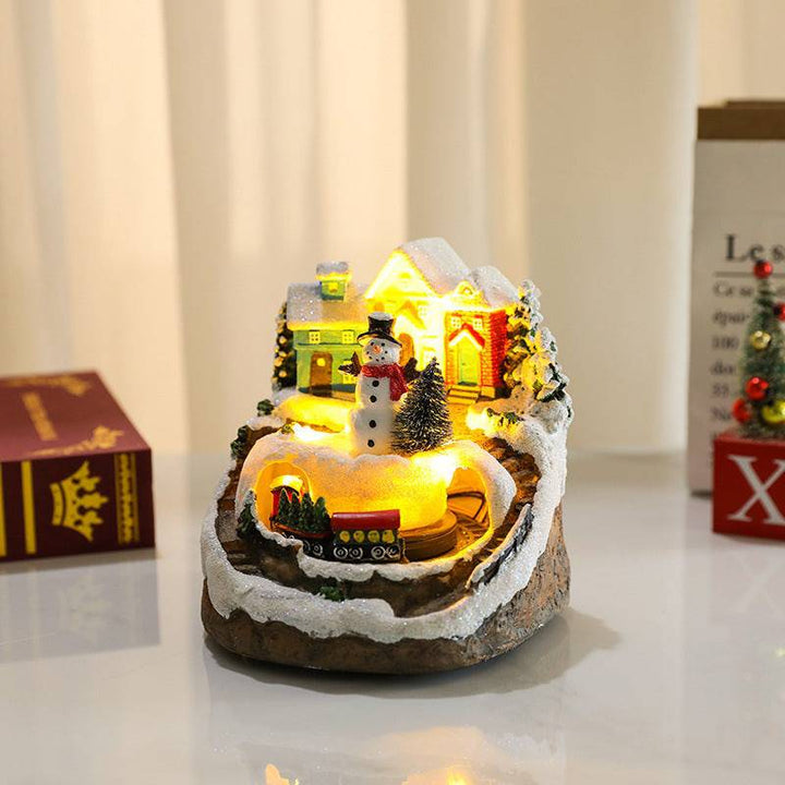 Rotating Christmas Village Music Box – LED Lit Resin Ornament with Santa & Snowy Scene - All Inclusive Family Treasures
