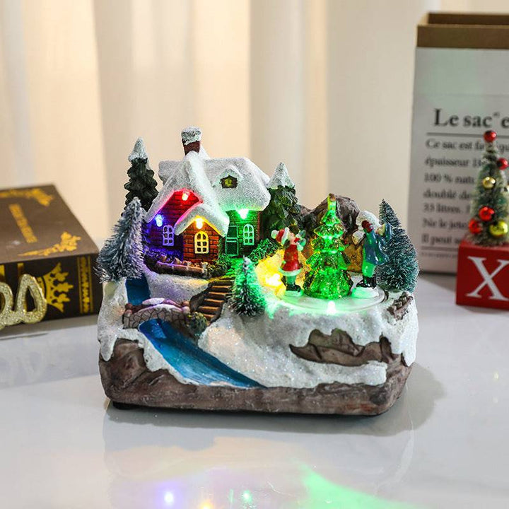 Rotating Christmas Village Music Box – LED Lit Resin Ornament with Santa & Snowy Scene - All Inclusive Family Treasures