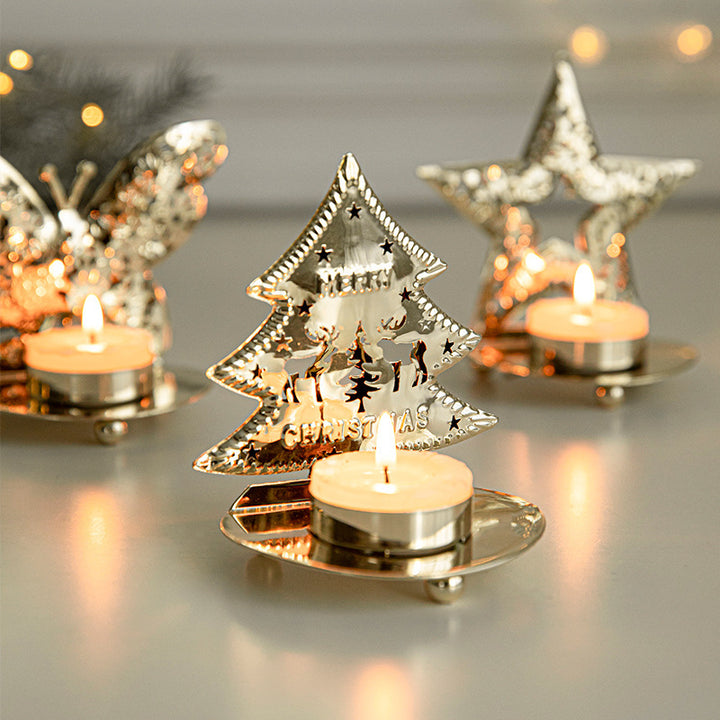 Golden Glow Christmas Candle Holders