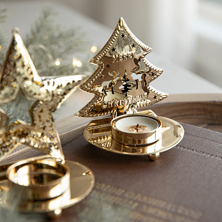 Golden Glow Christmas Candle Holders