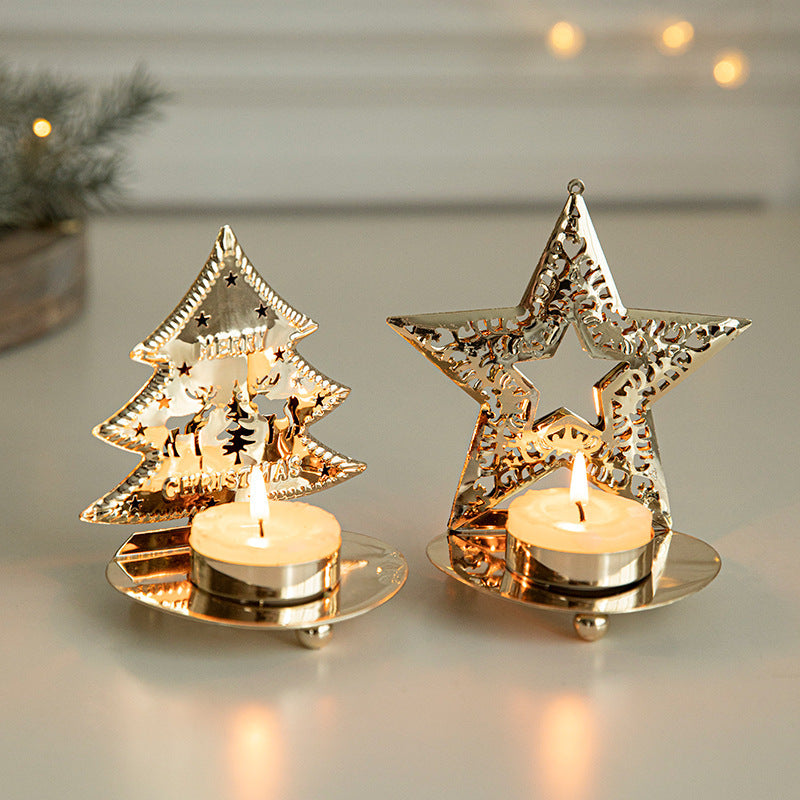 Golden Glow Christmas Candle Holders