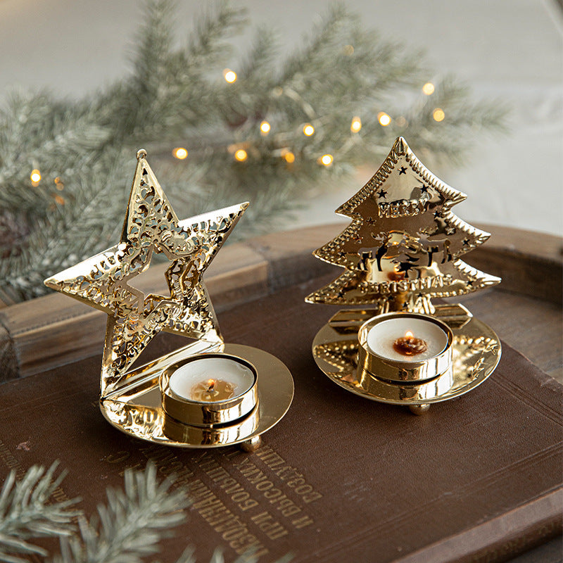 Golden Glow Christmas Candle Holders