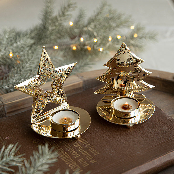 Golden Glow Christmas Candle Holders