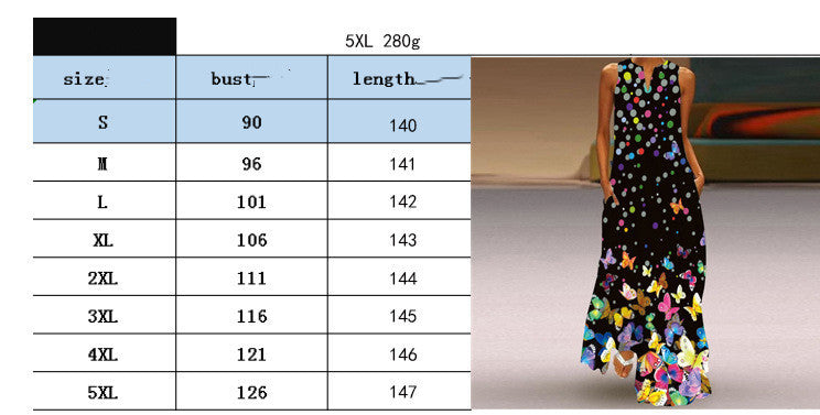Butterfly Dreams – Sleeveless V-Neck Maxi Dress