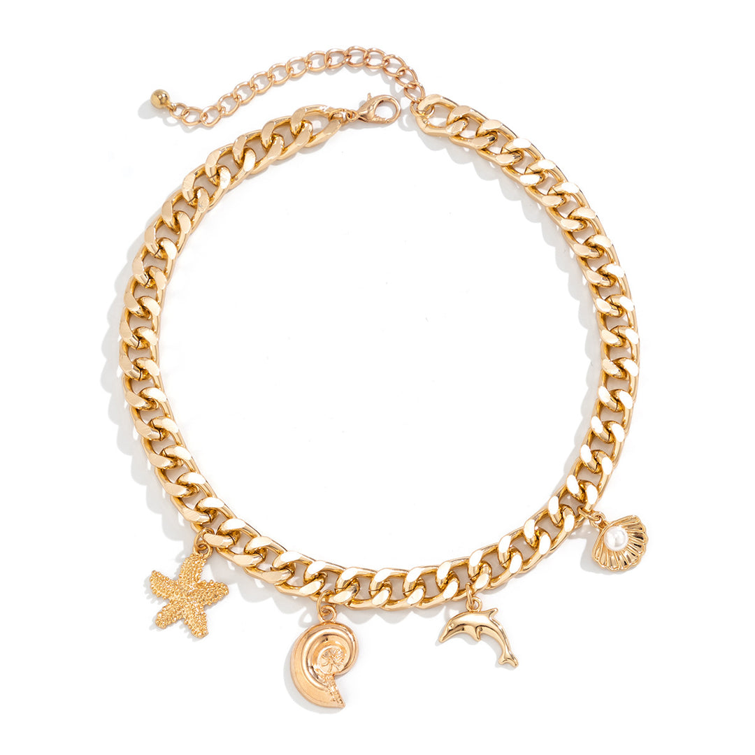 Golden Shores Charm Choker – Ocean-Inspired Statement Necklace