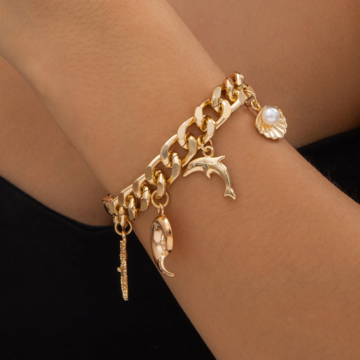 Golden Shores Charm Choker – Ocean-Inspired Statement Necklace