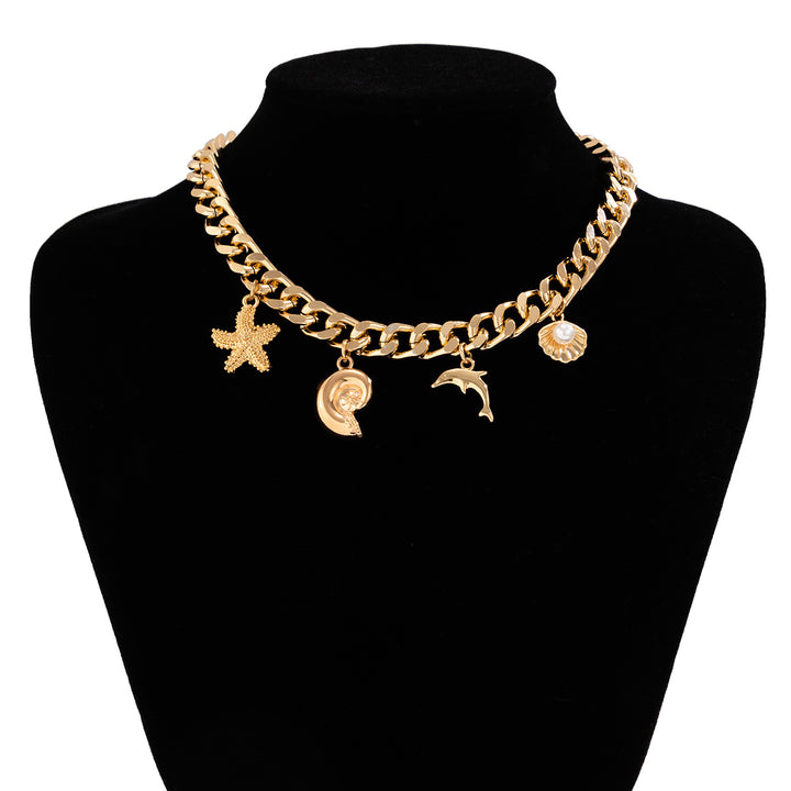 Golden Shores Charm Choker – Ocean-Inspired Statement Necklace