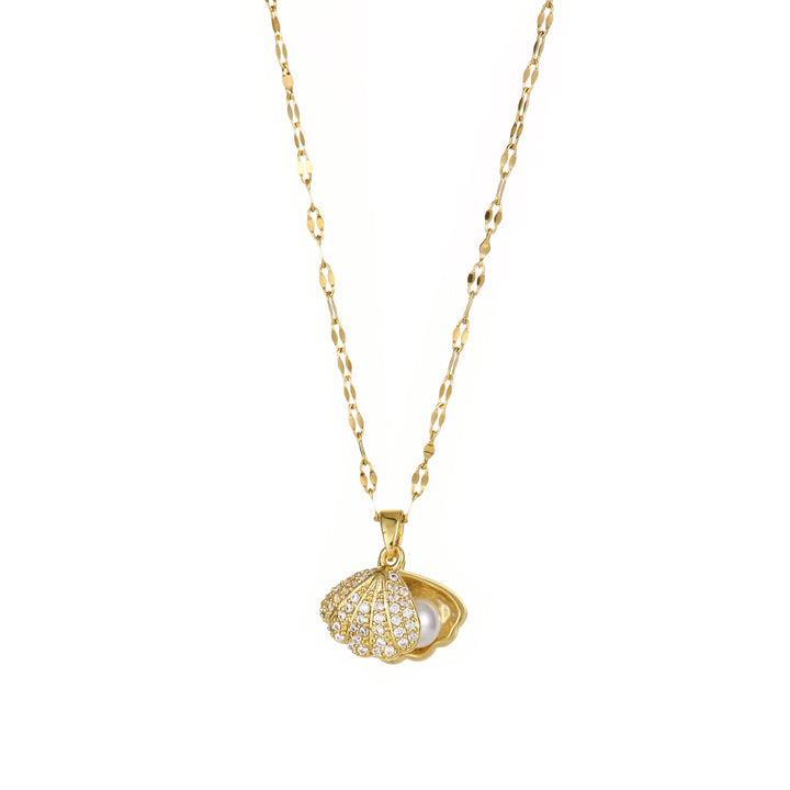 Golden Whisper Shell Pearl Pendant Necklace
