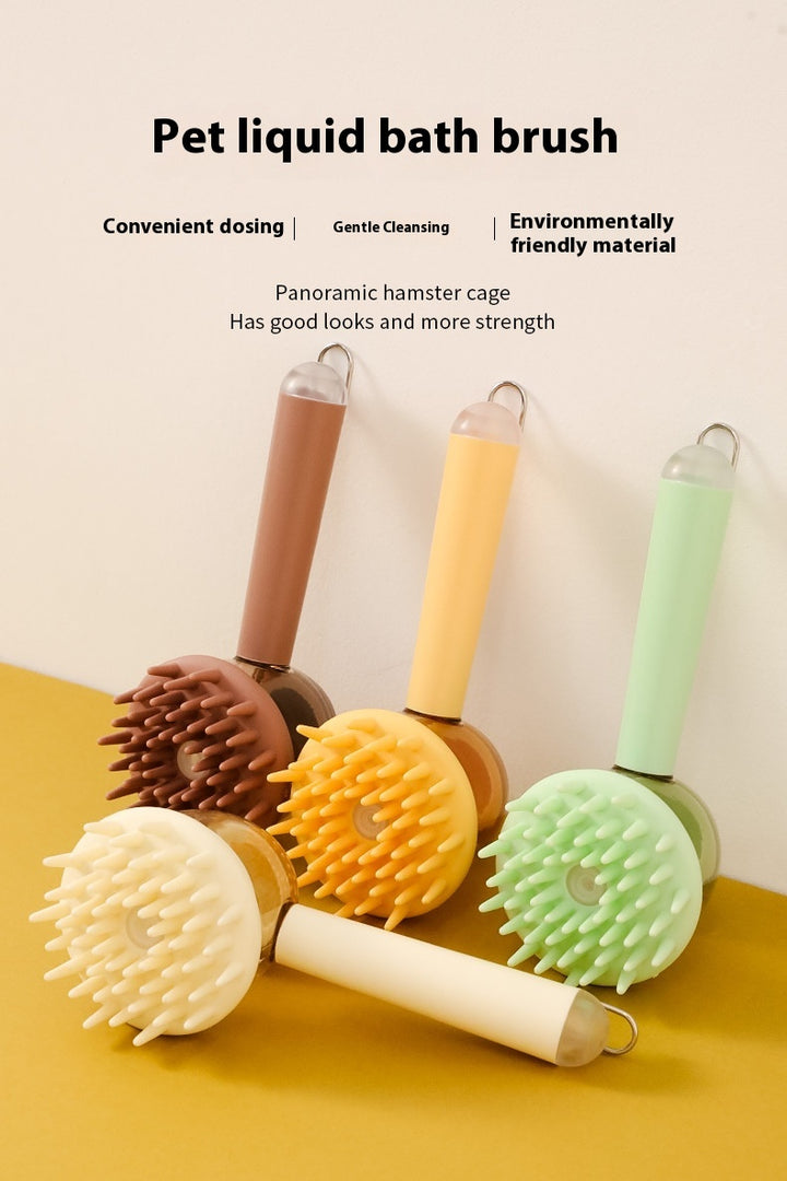 GentleGlow 3-in-1 Pet Bath Brush with Liquid Dispenser