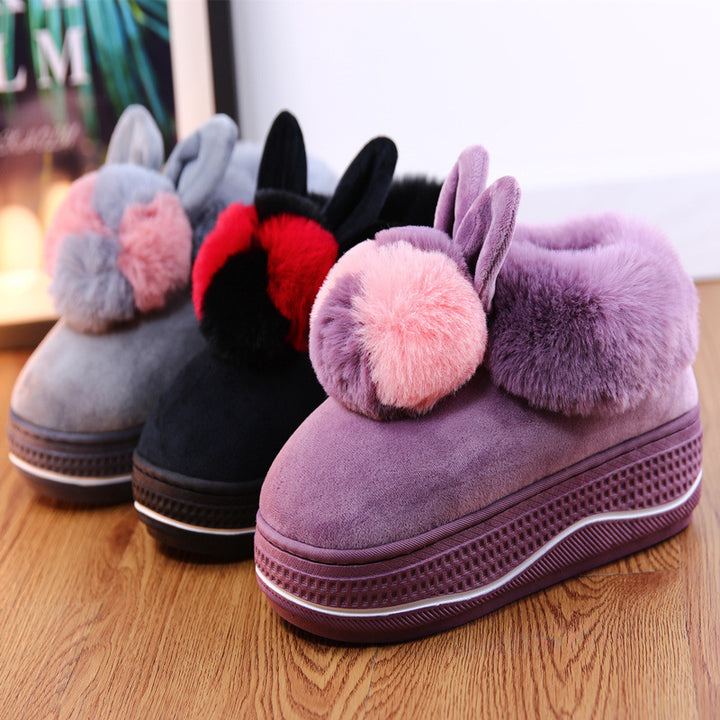 Bunny Bliss Plush Platform Slippers