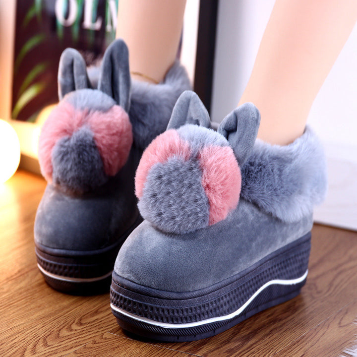 Bunny Bliss Plush Platform Slippers
