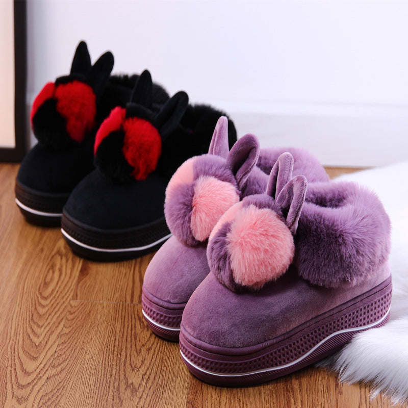 Bunny Bliss Plush Platform Slippers