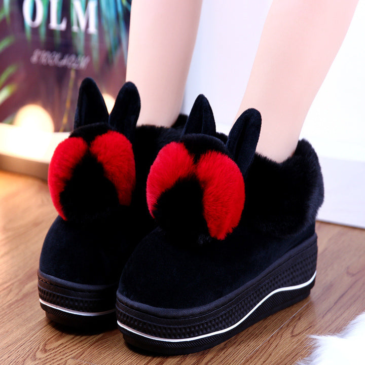 Bunny Bliss Plush Platform Slippers