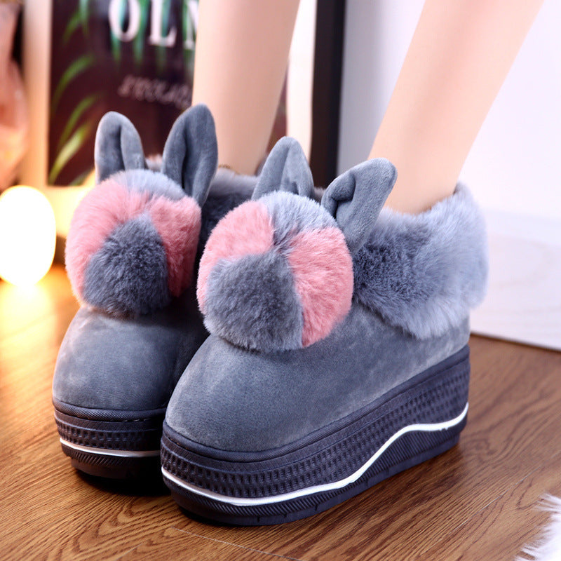 Bunny Bliss Plush Platform Slippers
