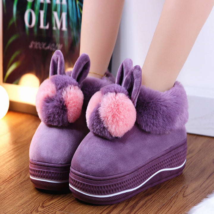 Bunny Bliss Plush Platform Slippers