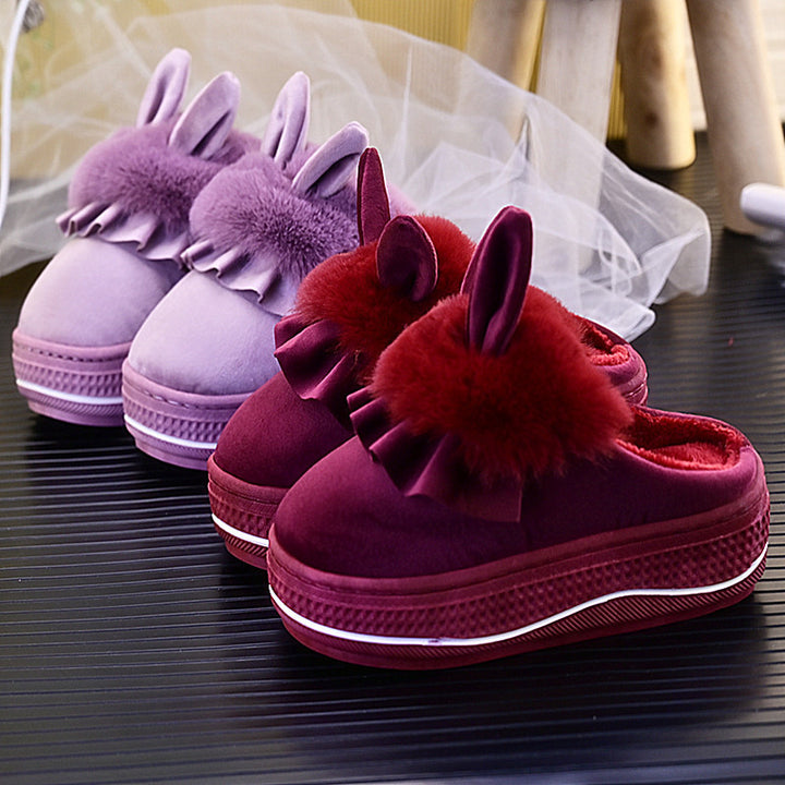 Velvet Hop Ruffle Bunny Slippers