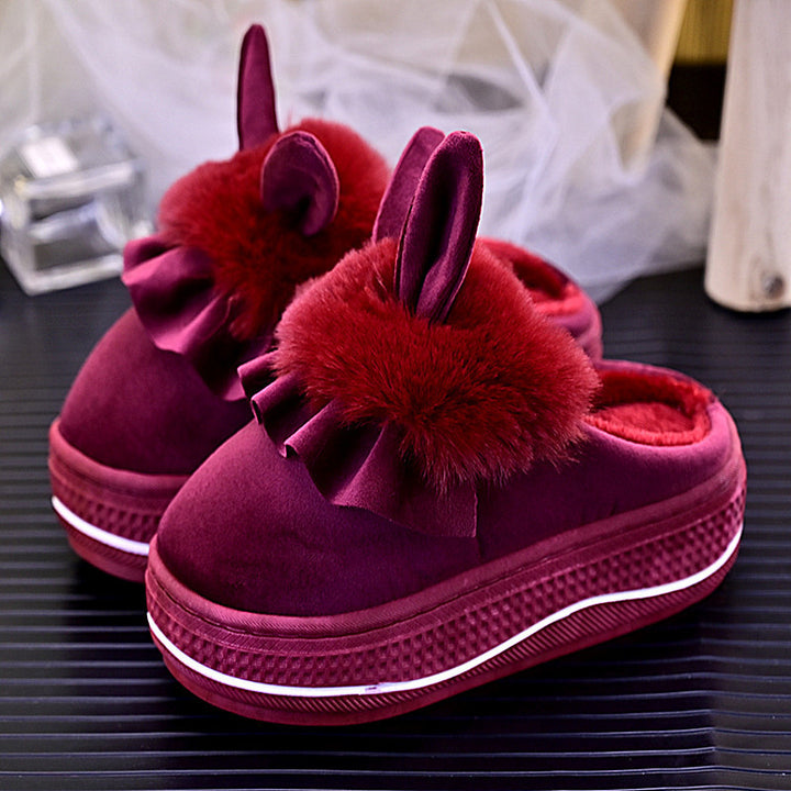 Velvet Hop Ruffle Bunny Slippers