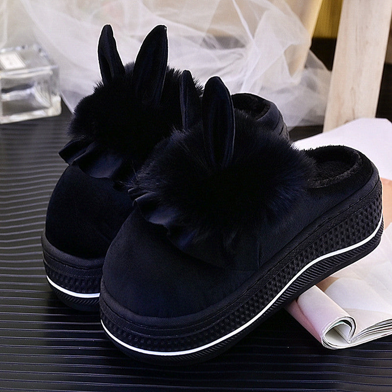 Velvet Hop Ruffle Bunny Slippers