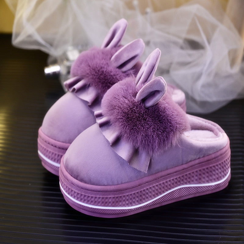 Velvet Hop Ruffle Bunny Slippers