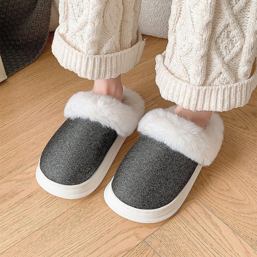 Cozy Chic Frosted Plush Slippers – Sparkle Up Your Steps