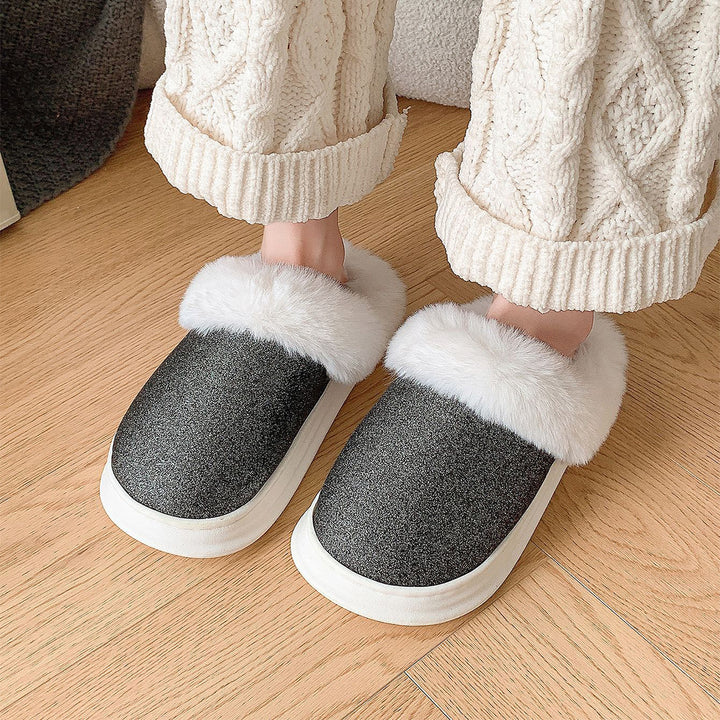 Cozy Chic Frosted Plush Slippers – Sparkle Up Your Steps