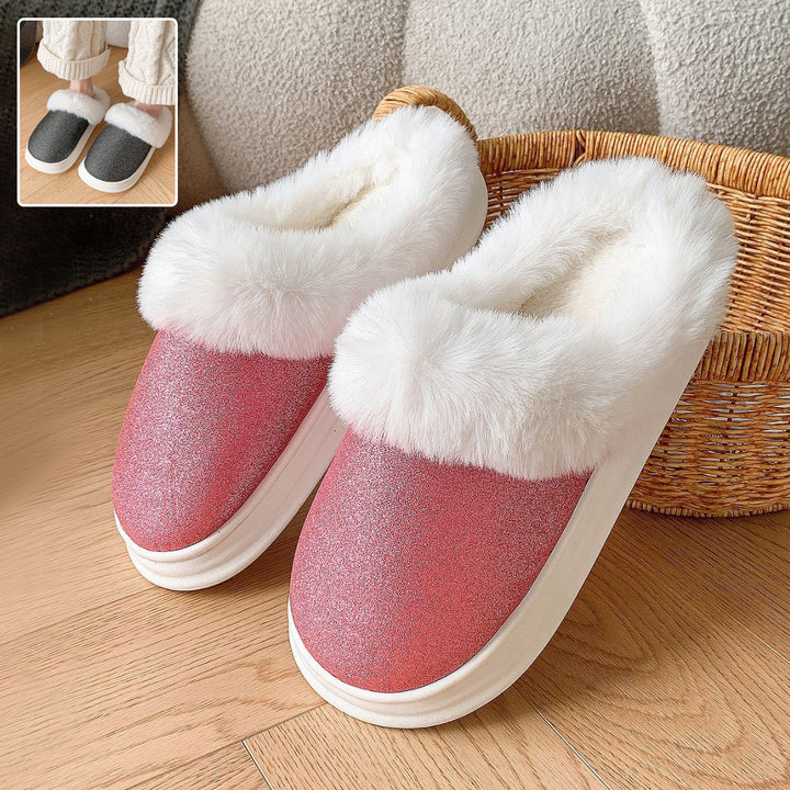 Cozy Chic Frosted Plush Slippers – Sparkle Up Your Steps
