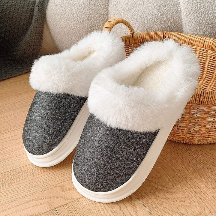 Cozy Chic Frosted Plush Slippers – Sparkle Up Your Steps