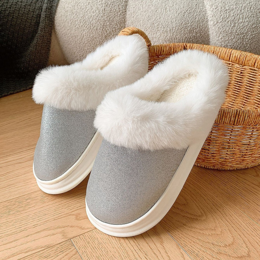 Cozy Chic Frosted Plush Slippers – Sparkle Up Your Steps