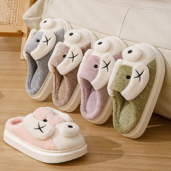Snuggle Paws – Cartoon Pup Plush Slippers for Cozy Indoor Fun