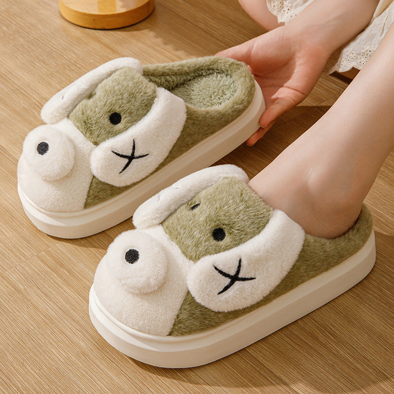 Snuggle Paws – Cartoon Pup Plush Slippers for Cozy Indoor Fun