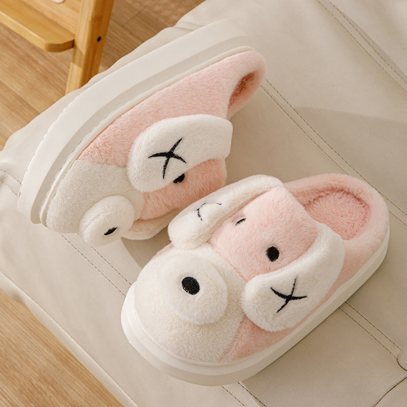 Snuggle Paws – Cartoon Pup Plush Slippers for Cozy Indoor Fun