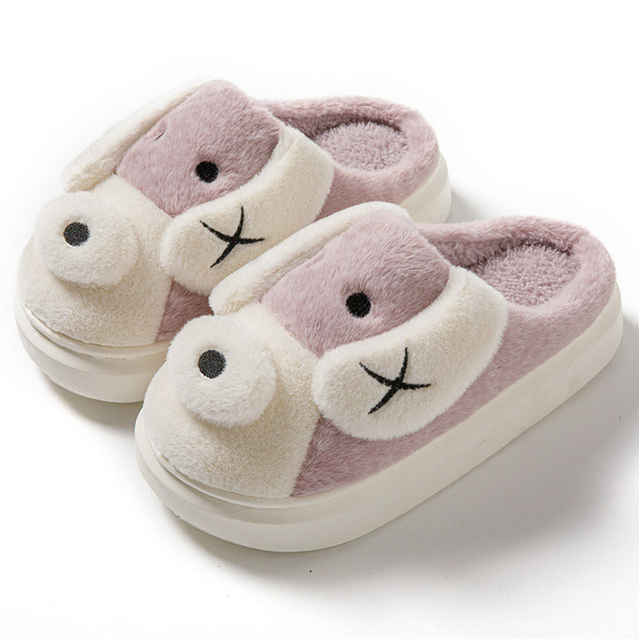 Snuggle Paws – Cartoon Pup Plush Slippers for Cozy Indoor Fun