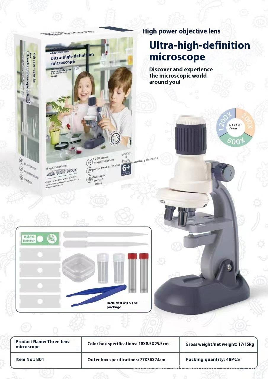 Explore the Microscopic World: 1200X LED Microscope for Kids & Beginners - All Inclusive Family Treasures
