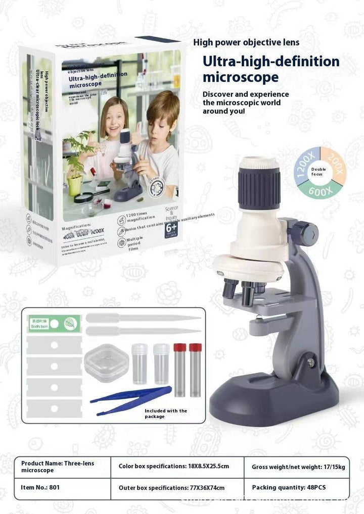 Explore the Microscopic World: 1200X LED Microscope for Kids & Beginners - All Inclusive Family Treasures